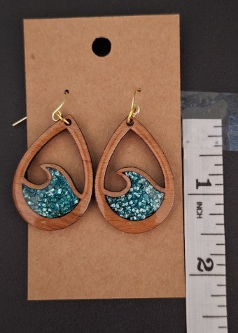 Tidefall – Wood & Resin Earrings