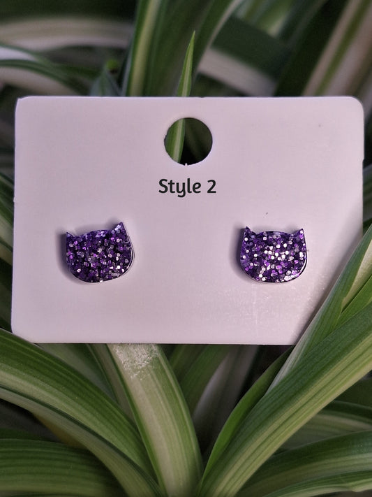 🐾 Glitter Cat Stud Earrings