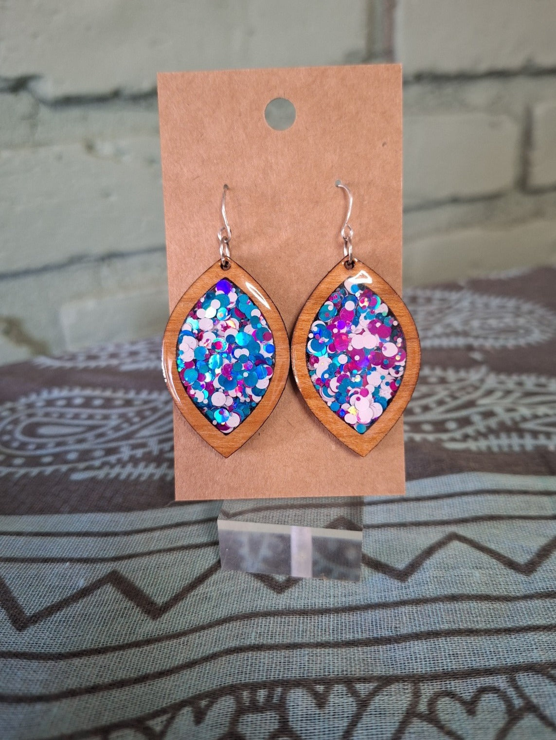 Confetti Riot – Wood & Resin Earrings