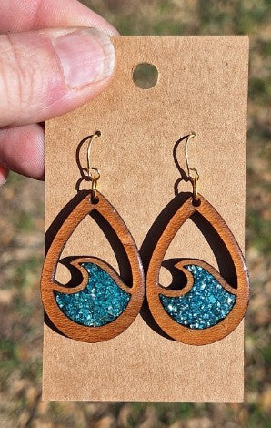 Tidefall – Wood & Resin Earrings
