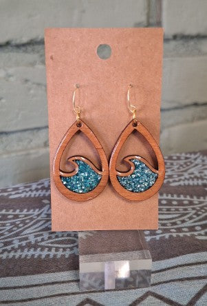 Tidefall – Wood & Resin Earrings