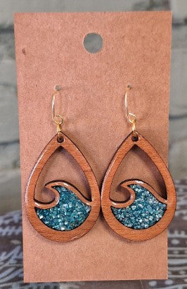 Tidefall – Wood & Resin Earrings